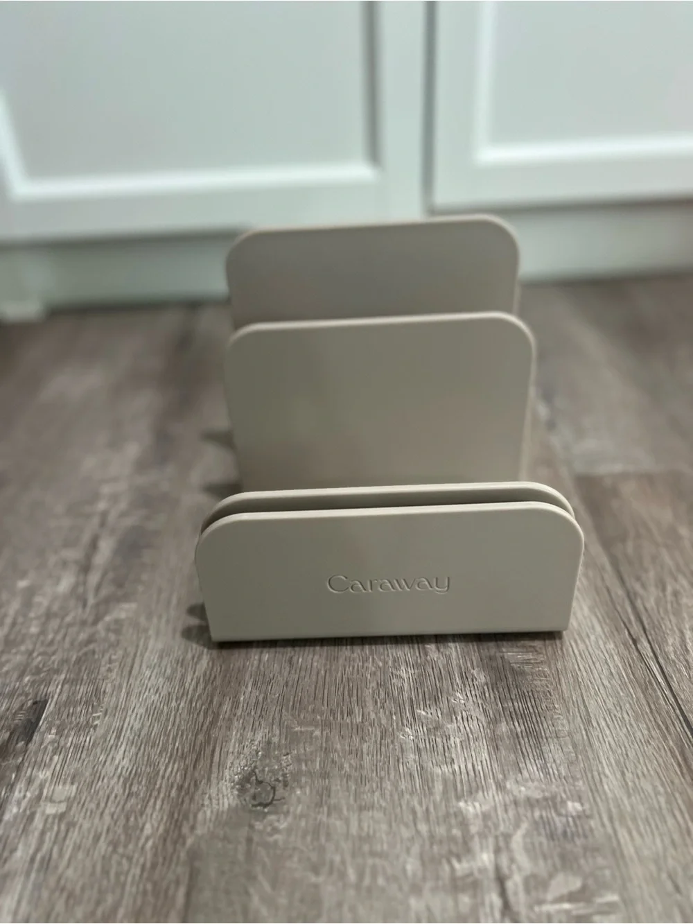 Caraway Bakeware Organizer Rack Cream Beige Single Piece Baking Pan Holder
